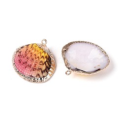 Spray Paint & Electroplate Natural Sea Shell Pendants&nbsp;SSHEL-N042-16D