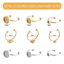 30Pcs 6 Style 201 Stainless Steel Cuff Pad Ring Settings&nbsp;FIND-SZ0002-73