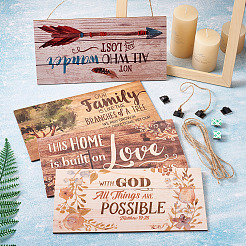 4 Sets 4 Style Natural Wood Hanging Wall Decorations for Front Door Home Decoration&nbsp;AJEW-CF0001-01