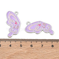 合金エナメルチャーム  言葉「lo」が入った蝶のチャーム  スプリットペンダント  プラチナ  29.5x17x1mm  穴：1.6mm&nbsp;AL-CBA292F-01C-P