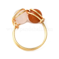 5Pcs 5 Style Natural Mixed Gemstone Round Finger Rings Set&nbsp;RJEW-JR00590-01
