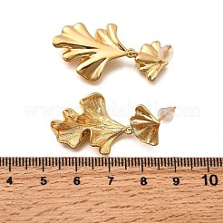 Ginkgo Leaf Brass Dangle Stud Earrings&nbsp;EJEW-B148-04G