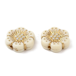 メッキアクリルビーズ  ゴールドライン入り  花  ベージュ  12x13x3.7mm  穴：1.2mm  約1150個/500g&nbsp;OACR-C016-06