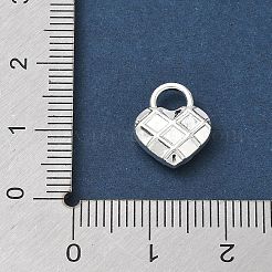 合金チャーム  チェック柄のハートチャーム  銀  12.5x10.5x4mm  穴：3x4mm&nbsp;AL-CBA5B8E-11S
