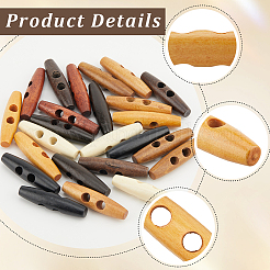 32Pcs 8 Colors 2-Hole Wood Buttons&nbsp;DIY-GF0011-42B