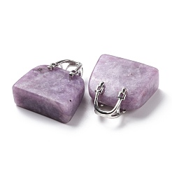 Natural Lepidolite/Purple Mica Stone Brass Pendants&nbsp;KK-E274-01P-08
