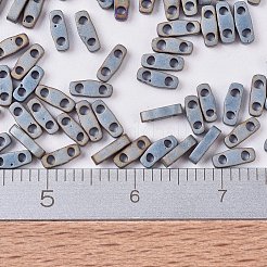 MIYUKIクォーターティラビーズ  日本製シードビーズ  2穴  （QTL2002)マットメタリックシルバーグレー  5x1.2x1.9mm  穴：0.8mm  約2400個/50g&nbsp;SEED-X0054-QTL2002