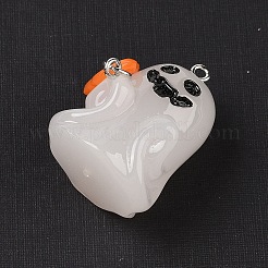 ハロウィーンテーマの光る樹脂ペンダント  暗闇で光る  ゴースト  32.5x25x22mm  穴：2mm&nbsp;RESI-S06-01D