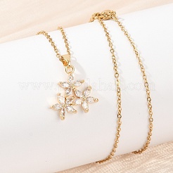 Flower Brass Micro Pave Cubic Zirconia Pendant Neckalces&nbsp;NJEW-C076-22G