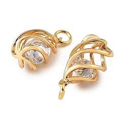 Brass Pave Clear Cubic Zirconia Charms&nbsp;KK-CBA7157-10G
