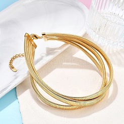 304 Stainless Steel 3-Strand Snake Chain Necklaces for Women&nbsp;NJEW-B122-02G