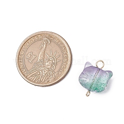 8個のガラスペンダント  猫  金色の304ステンレススチールアイピン付き  ミックスカラー  18x14x7mm  穴：2.5mm&nbsp;PALLOY-JF03200
