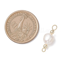 Natural Freshwater Pearl with Synthetic Non-magnetic Hematite Potato Connector Charms&nbsp;PALLOY-JF04713
