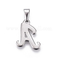 304ステンレスペンダント  ラインストーン付き  文字L  文字.a  22.5x17x2mm  穴：3~3.5x7.5~8mm&nbsp;STAS-F202-16P-A