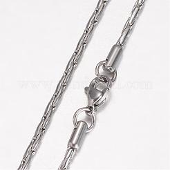 変色しない304ステンレススチールネックレス  ボストンリンクチェーン  カニカン付き  ステンレス鋼色  20.08インチ（510mm）  2mm&nbsp;MAK-K062-07P