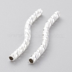 真鍮製チューブビーズ  長持ちメッキ  カーブビーズ  925銀メッキ  25x2mm  穴：1.2mm&nbsp;KK-Y003-84D-S