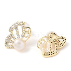 Natural Pearl Stud Earrings&nbsp;EJEW-L286-03G