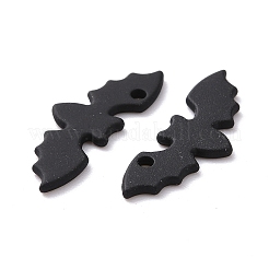スプレープリント合金ペンダント  バット  ブラック  9x24.5x1.5mm  穴：1.4mm&nbsp;LS-FIND-G030-16