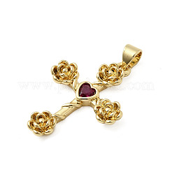 Brass Pave Cubic Zirconia Pendants&nbsp;KK-K302-17G