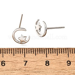 925スターリングシルバースタンドピアス  プラチナ  スター  8x7.5mm&nbsp;EJEW-P305-01E-P