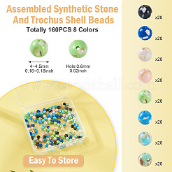 160Pcs 8 Colors Assembled Synthetic Stone and Trochus Shell Beads&nbsp;G-TA0002-31D