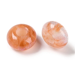 グリッターパウダー入り樹脂ヨーロピアンビーズ  大穴ビーズ  ロンデル  チョコレート  13.5x7.5mm  穴：5mm&nbsp;RESI-F055-07F