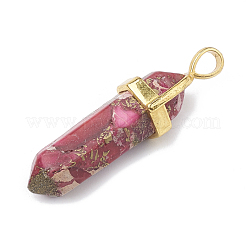 Synthetic Gold Line Regalite/Imperial Jasper/Sea Sediment Jasper Double Terminated Pointed Pendants&nbsp;G-S329-013