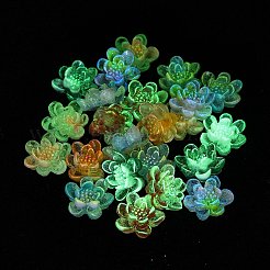 Flower Resin Cabochons with Glitter Powder&nbsp;CRES-Q006-04A
