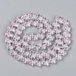 透明ガラスビーズ連売り  花  パールピンク  12x12x7mm  穴：0.9mm  約55個/連  25.04''（63.6センチメートル）&nbsp;GLAA-T023-36B