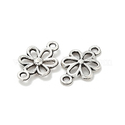 チベット風合金中空花コネクタチャーム  アンティークシルバー  9.5x15.5x2.5mm  穴：1.5mm&nbsp;TIBE-S324-10AS