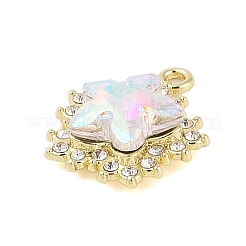 ラインストーンペンダント付きラックメッキ合金  スター  ゴールドカラー  クリアAB  20x17x6mm  穴：2mm&nbsp;FIND-B037-03G-02