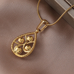 304 Stainless Steel with Imitation Pearl Teardrop Pendant Necklaces for Women&nbsp;BY5835