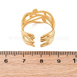 304ステンレススチール製中空ワイドカフリング女性用  18KGP本金メッキ  調整可能&nbsp;RJEW-F175-03G-04