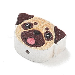 プリントウッドビーズ  犬  小麦  14x19x8mm  穴：2.5mm&nbsp;WD-CBAA998-B06