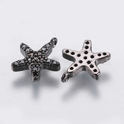 真鍮製マイクロパヴェキュービックジルコニアチャーム  スター  ブラック  ガンメタ色  10.5x9x2mm  穴：0.7mm&nbsp;ZIRC-G132-53B