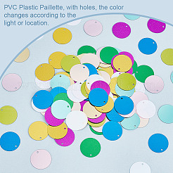 2000色の装飾アクセサリー10個  PVCプラスチック製のスパンコール/スパンコールペンダント  フラットラウンド  ミックスカラー  19.5x0.3mm  穴：1.4mm  200個/カラー&nbsp;PVC-OC0001-14C