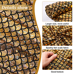 キラキラ光るホログラムスパンデックスマーメイドプリント魚の鱗生地  ストレッチ生地  ライトカーキ  100x150x0.03cm&nbsp;AJEW-WH0314-30D