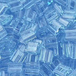 MIYUKIティラビーズ  日本製シードビーズ  2穴  （tl148)透明アクア  5x5x1.9mm  穴：0.8mm  約590個/50g&nbsp;SEED-X0054-TL0148