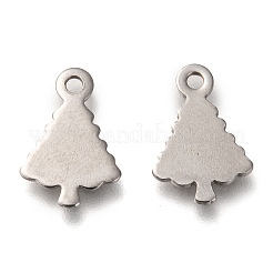 変色しないクリスマス 201 ステンレススチールチャーム  クリスマスツリー  ステンレス鋼色  14x9x0.7mm  穴：1.4mm&nbsp;X-STAS-P266-14P