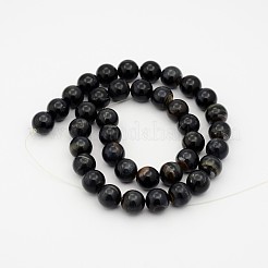 天然ブルータイガーアイ（染色・加熱）ビーズ連売り  ラウンド  10mm  穴：1mm  約37個/連  14.9インチ&nbsp;G-P070-14-10mm