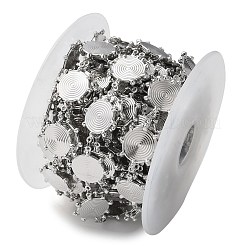 304ステンレス鋼ボルテックスリンクチェーン  ハンダ付け  スプールで  ステンレス鋼色  26x20.5x3mm  約5 M /ロール。&nbsp;CHS-Z004-28P