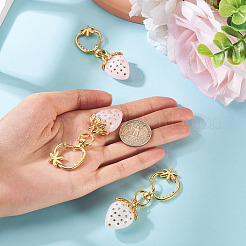 3Pcs Resin Rhinestone Strawberry Pendants Decoration&nbsp;HJEW-TAC0094