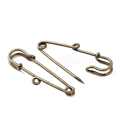 304 ステンレススチール安全ピンブローチ金具  ループ付きキルトピン  アンティークブロンズ  50~50.5x17~17.5x5~5.5mm  穴：2mm&nbsp;SA-CBA4160-04A-AB
