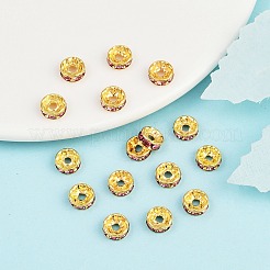 真鍮製ラインストーンスペーサービーズ  カドミウムフリー＆鉛フリー  グレードA  ストレートフランジ  ゴールデンの金属色  ロンデル  ローズ  8x3.8mm  穴：1.5mm&nbsp;RB-A014-Z8mm-23G