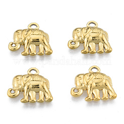 イオンプレーティング（IP）201ステンレスペンダント  象  18KGP本金メッキ  13.5x15.5x3mm  穴：1.6mm&nbsp;STAS-N098-193LG
