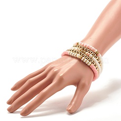 5Pcs 5 Style Synthetic Hematite & Polymer Clay Heishi Beads Stretch Bracelets Set&nbsp;BJEW-JB07533-04