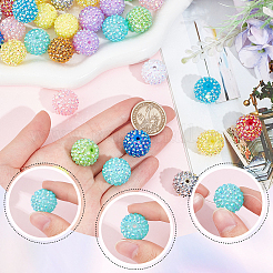 48個12スタイルのDIYビーズキット  アクリルビーズや樹脂ビーズ  ラインストーン付き  ラウンド  ミックスカラー  20x18mm  穴：2~3mm  4個/スタイル&nbsp;MACR-SC0001-17
