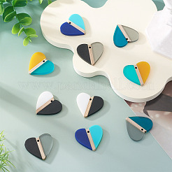10Pcs 5 Colors Opaque & Transparent Resin & Wood Pendants&nbsp;RESI-TA0004-59