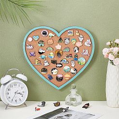 Heart Wall Mounted Brooch Jewelry Display Cork & Plywood Tray&nbsp;AJEW-WH0596-116B-02