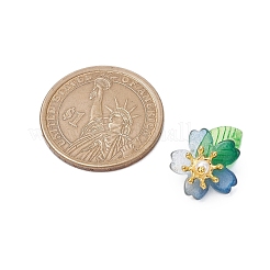 葉のアクリルチャーム付きフラワーガラス  混合色  ゴールドカラー  11.5x15x14.5mm  穴：1.8mm  8個/セット&nbsp;HJEW-JM02572-02